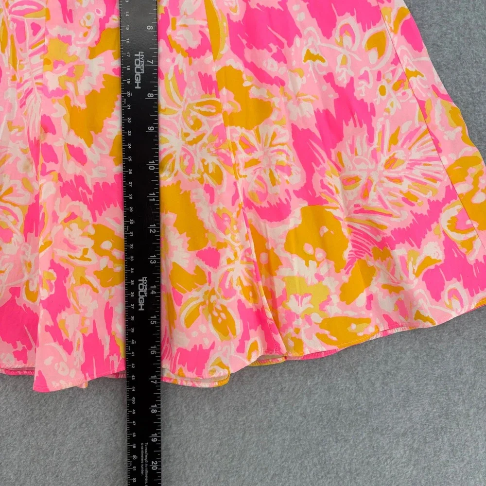 Lilly Pulitzer Skirt Womens 2 Pink Orange Floral A-Line Mini Cotton Lined 23479